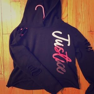 A Justice cropped hoodie!!